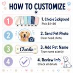 Custom Pet Portrait Dog Leash Holder – Classic Striped Design
