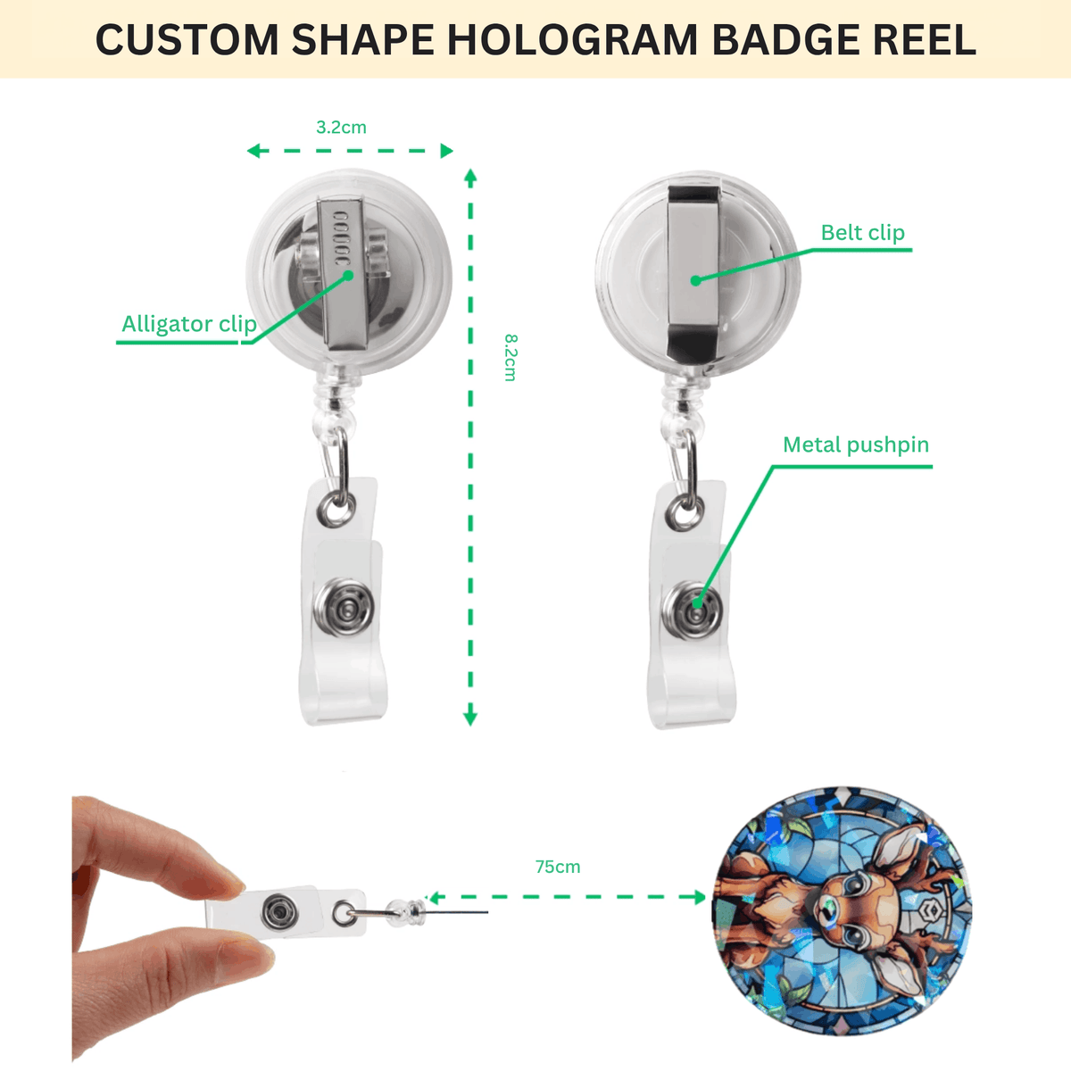 Badge Reel – Custom Pet Face Shape with Name Acrylic Design