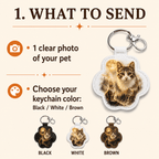 Custom Pet Memorial Keychain - Scenic Photo Blend & Fur Keepsake Gift