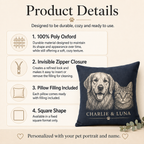 Custom Pet Portrait Pillow with Name – Personalized Dog or Cat Pillow