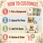 Custom Pet Portrait Dog Leash Holder – Vintage Floral & Gingham Design