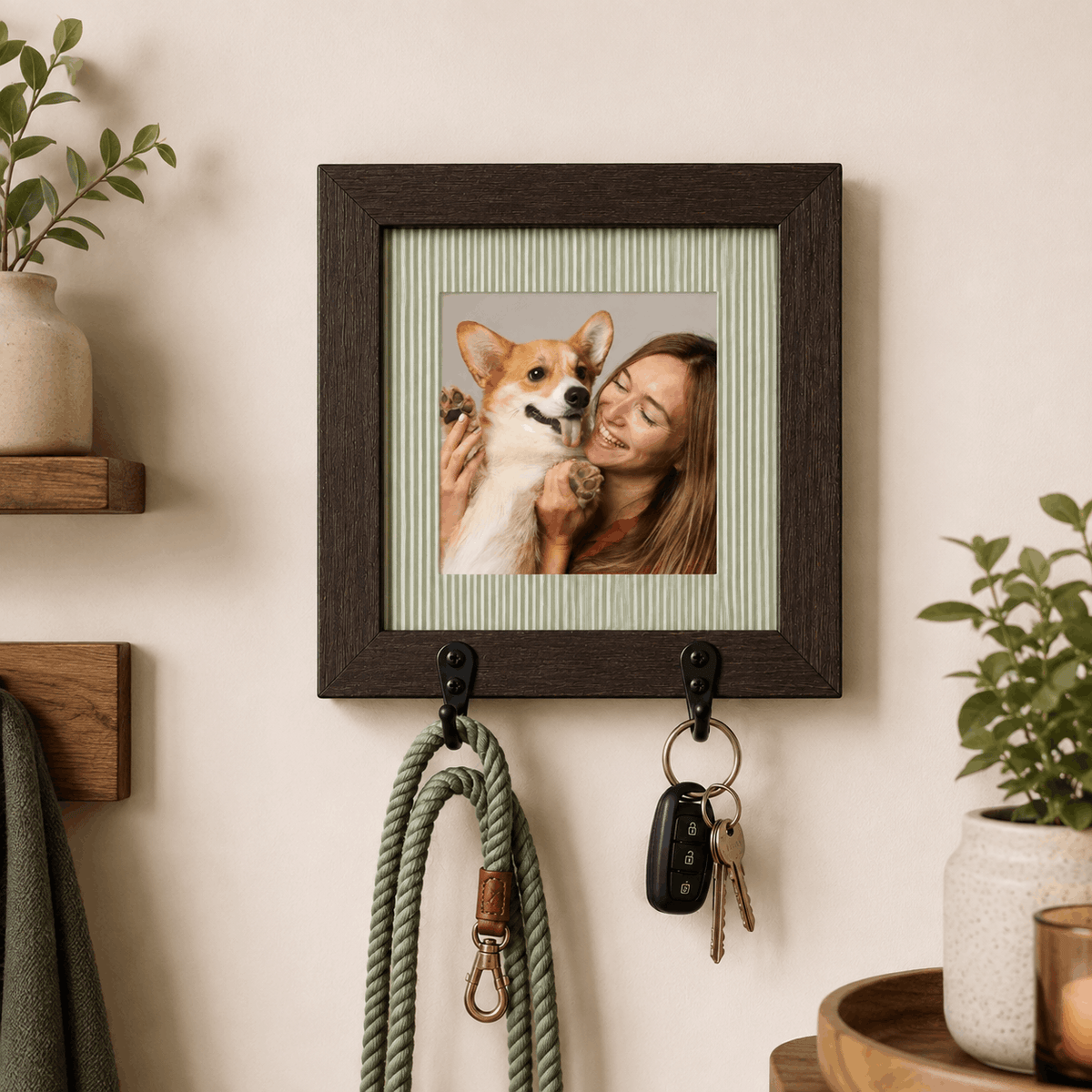 Custom Photo Dog Leash Holder – Faux Picture Frame Design