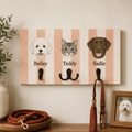 Custom Pet Portrait Dog Leash Holder – Classic Striped Design