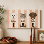Custom Pet Portrait Dog Leash Holder – Classic Striped Design