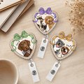 Badge Reel – Custom Pet Portrait Heart Shape Ribbon Design