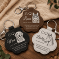 Pet Memorial Pawprint Keychain - Line Art Portrait & Meaningful Quote Keepsake