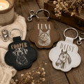 Personalized Pawprint Keychain - Custom Sketch Pet Portrait & Fur Keepsake
