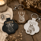 Personalized Pawprint Keychain - Custom Sketch Pet Portrait & Fur Keepsake
