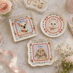 Custom Pet Portrait Ceramic Jewelry Dish – Coquette Strawberry & Bow Design