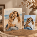 Custom Pet Photo Wooden Block – Watercolor or Real Photo Design