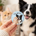Badge Reel – Custom Pets Portrait Scalloped Gingham Design
