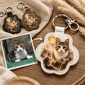 Custom Pet Memorial Keychain - Scenic Photo Blend & Fur Keepsake Gift