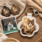 Custom Pet Memorial Keychain - Scenic Photo Blend & Fur Keepsake Gift