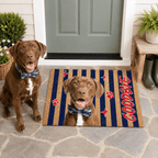 Doormat – Custom Pet Portrait "Goodbye" Striped Design