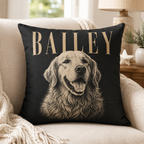 Custom Pet Portrait Pillow with Name – Personalized Dog or Cat Pillow