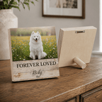 Custom Pet Memorial Wooden Block – "Forever Loved" Rustic Design