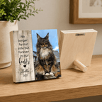 Custom Pet Memorial Wooden Block – "Forever In Our Hearts" Split Design