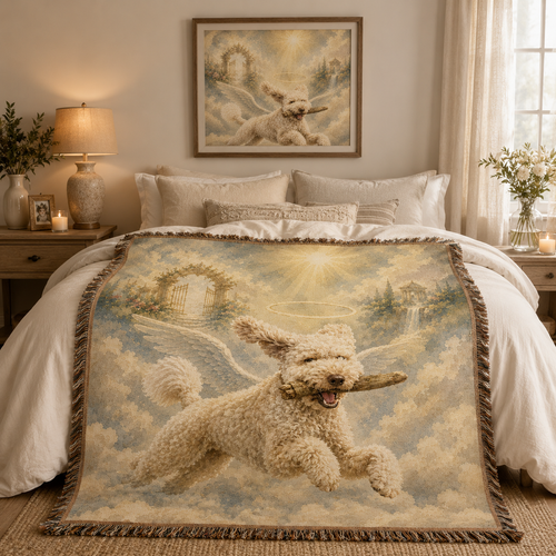 Custom Angel Pet Memorial Woven Blanket
