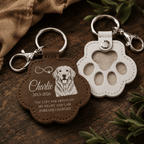 Pet Memorial Pawprint Keychain - Line Art Portrait & Meaningful Quote Keepsake