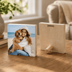 Custom Pet Photo Wooden Block – Watercolor or Real Photo Design