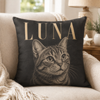 Custom Pet Portrait Pillow with Name – Personalized Dog or Cat Pillow