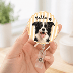 Badge Reel – Custom Pets Portrait Scalloped Gingham Design