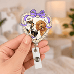 Badge Reel – Custom Pet Portrait Heart Shape Ribbon Design