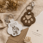 Personalized Pawprint Keychain - Custom Sketch Pet Portrait & Fur Keepsake