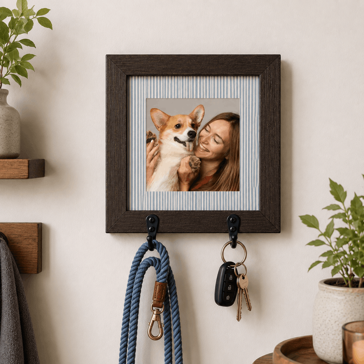 Custom Photo Dog Leash Holder – Faux Picture Frame Design