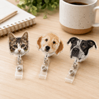 Badge Reel – Custom Pet Face Shape Acrylic Design
