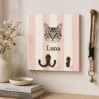 Custom Pet Portrait Dog Leash Holder – Classic Striped Design