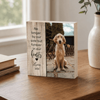 Custom Pet Memorial Wooden Block – "Forever In Our Hearts" Split Design