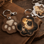 Custom Pet Memorial Keychain - Scenic Photo Blend & Fur Keepsake Gift