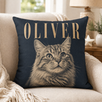 Custom Pet Portrait Pillow with Name – Personalized Dog or Cat Pillow