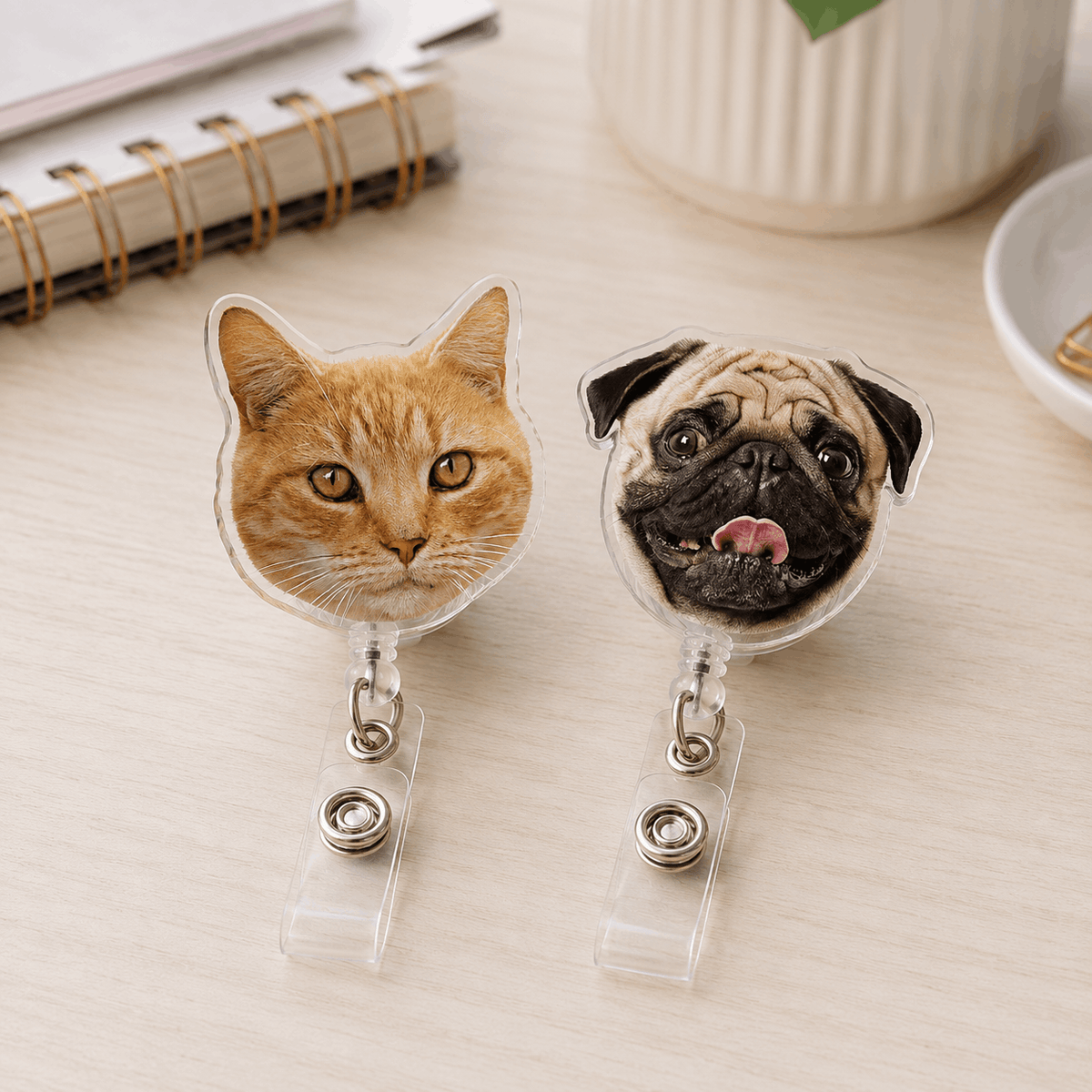 Badge Reel – Custom Pet Face Shape Acrylic Design