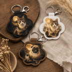 Custom Pet Memorial Keychain - Scenic Photo Blend & Fur Keepsake Gift