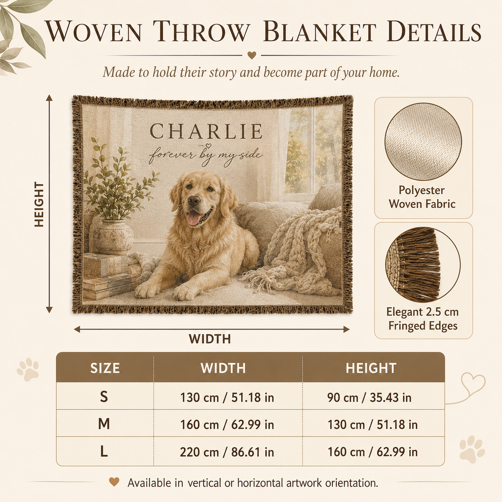 Custom Pet Portrait Woven Blanket - "Favorite Spot" Storytelling Throw