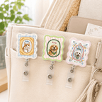 Badge Reel – Custom Pet Portrait Vintage Scalloped Frame Design