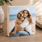 Custom Pet Photo Wooden Block – Watercolor or Real Photo Design