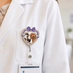 Badge Reel – Custom Pet Portrait Heart Shape Ribbon Design