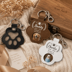 Pet Memorial Pawprint Keychain - Angel Wings Photo Insert & Custom Dates