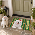 Doormat – Custom Pet Portrait "Goodbye" Striped Design