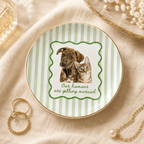 Custom Two Pets Ceramic Jewelry Dish – "Our Humans Are Getting Married" Striped Design