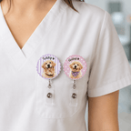 Badge Reel – Custom Pets Portrait Scalloped Gingham Design