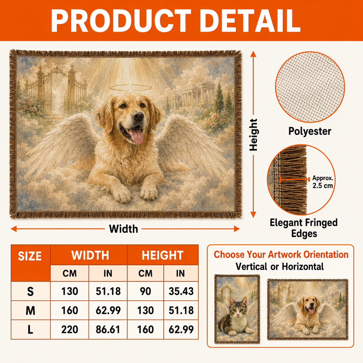 Custom Angel Pet Memorial Woven Blanket