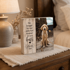 Custom Pet Memorial Wooden Block – "Forever In Our Hearts" Split Design