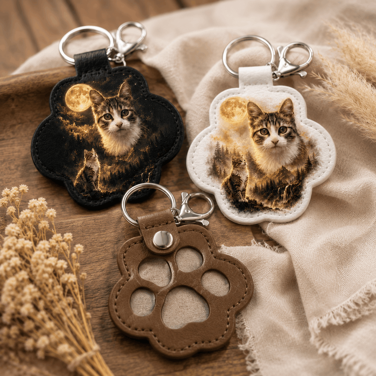 Custom Pet Memorial Keychain - Scenic Photo Blend & Fur Keepsake Gift