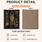 Custom Vintage Floral Pet Portrait Woven-Style Blanket - Personalized Cat & Dog Throw with Name