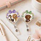 Badge Reel – Custom Pet Portrait Heart Shape Ribbon Design