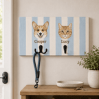 Custom Pet Portrait Dog Leash Holder – Classic Striped Design